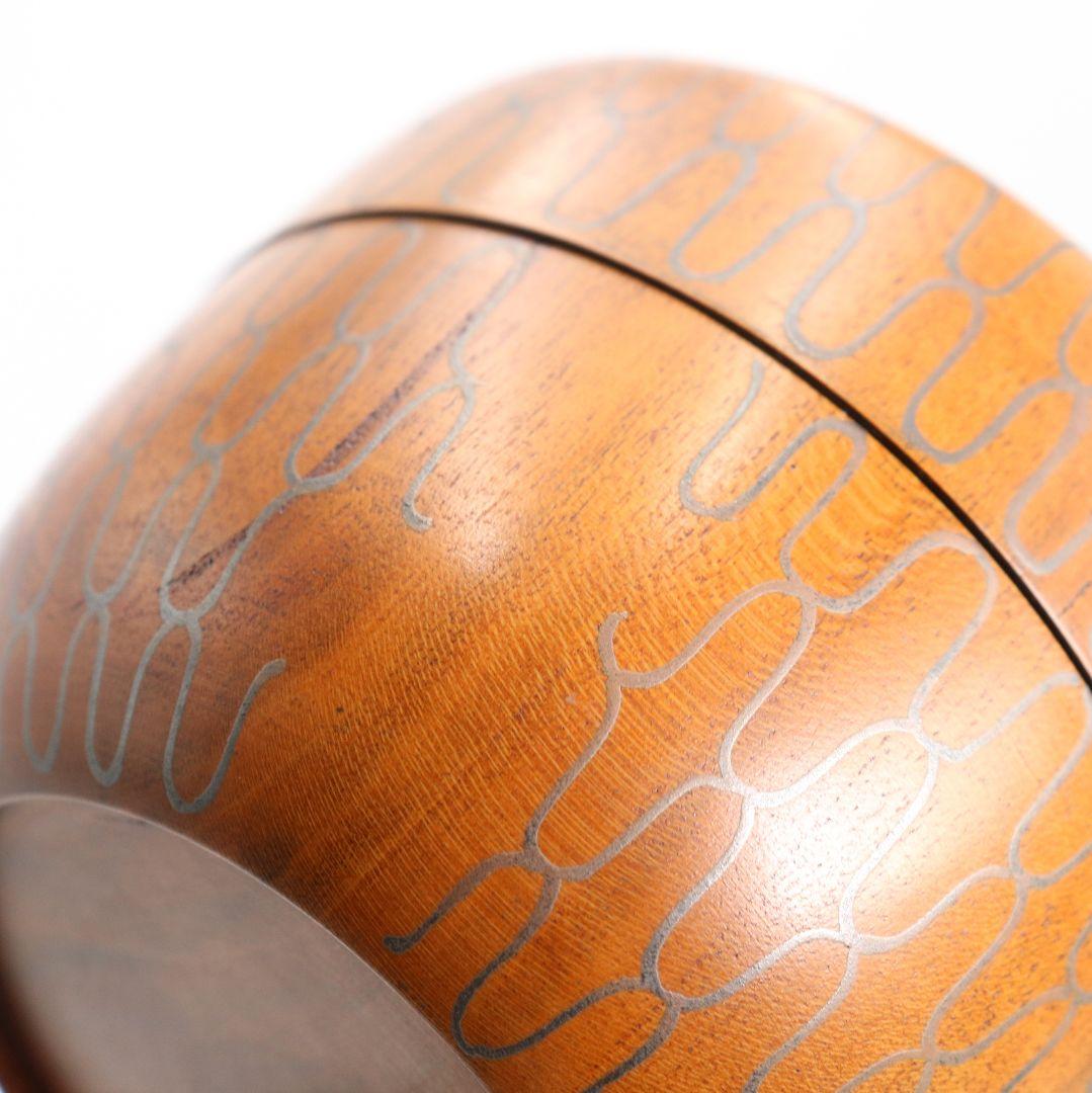 岡本陽斎作 桜川蒔絵 平棗 茶道具 共箱　V773　N2