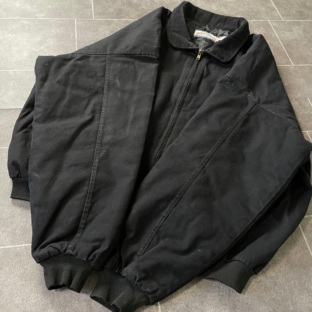 USA製 ダックワークブルゾン アクティブ ブラック 襟コーディロイ