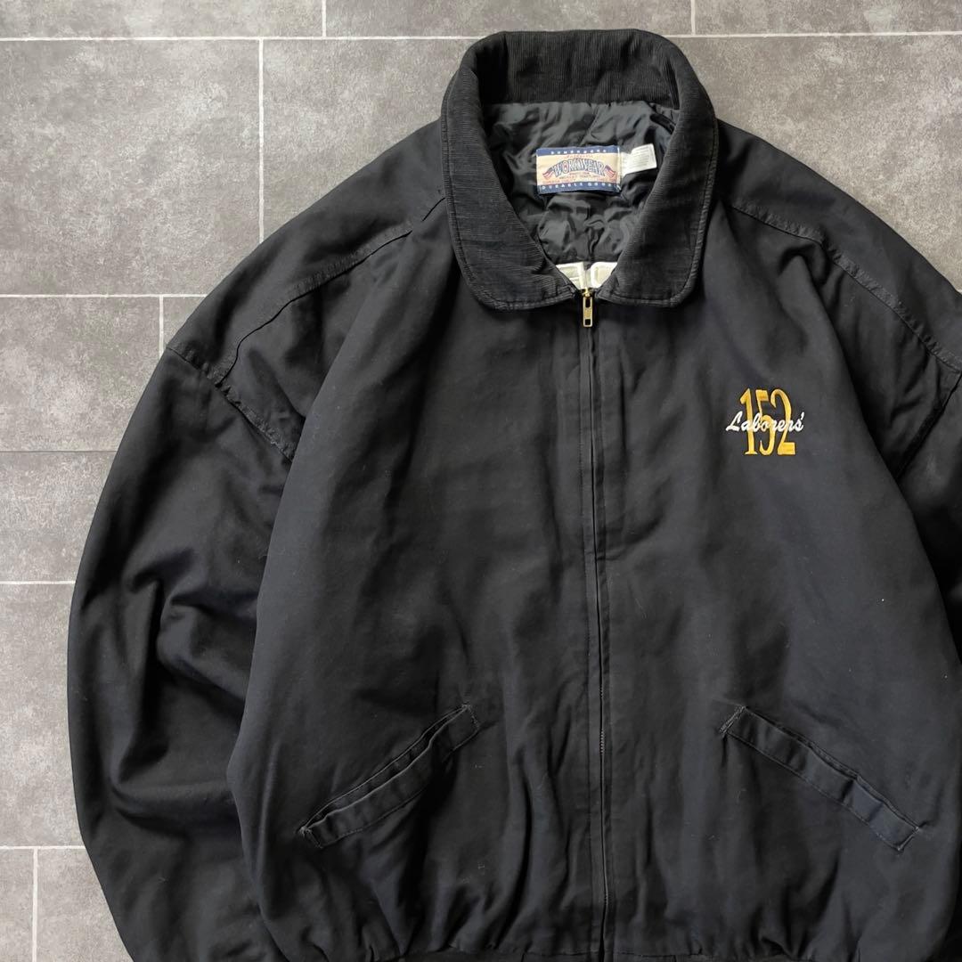 USA製 ダックワークブルゾン アクティブ ブラック 襟コーディロイ