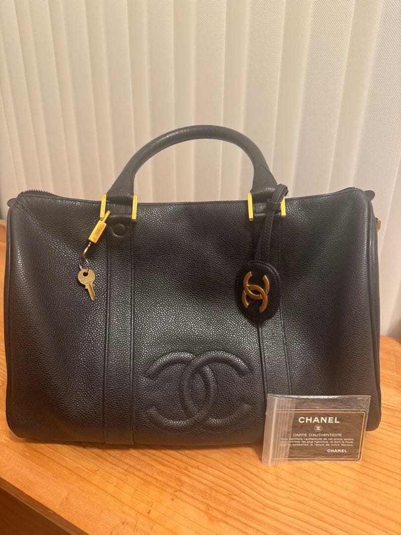 ✴︎美品　CHANEL シャネル ココマーク キャビアスキン ボストンバッグ