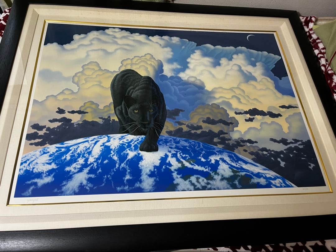 【希少価値の黒豹】シムシメール 「未来を探し求めて」美品 ジークレー 絵画 AP