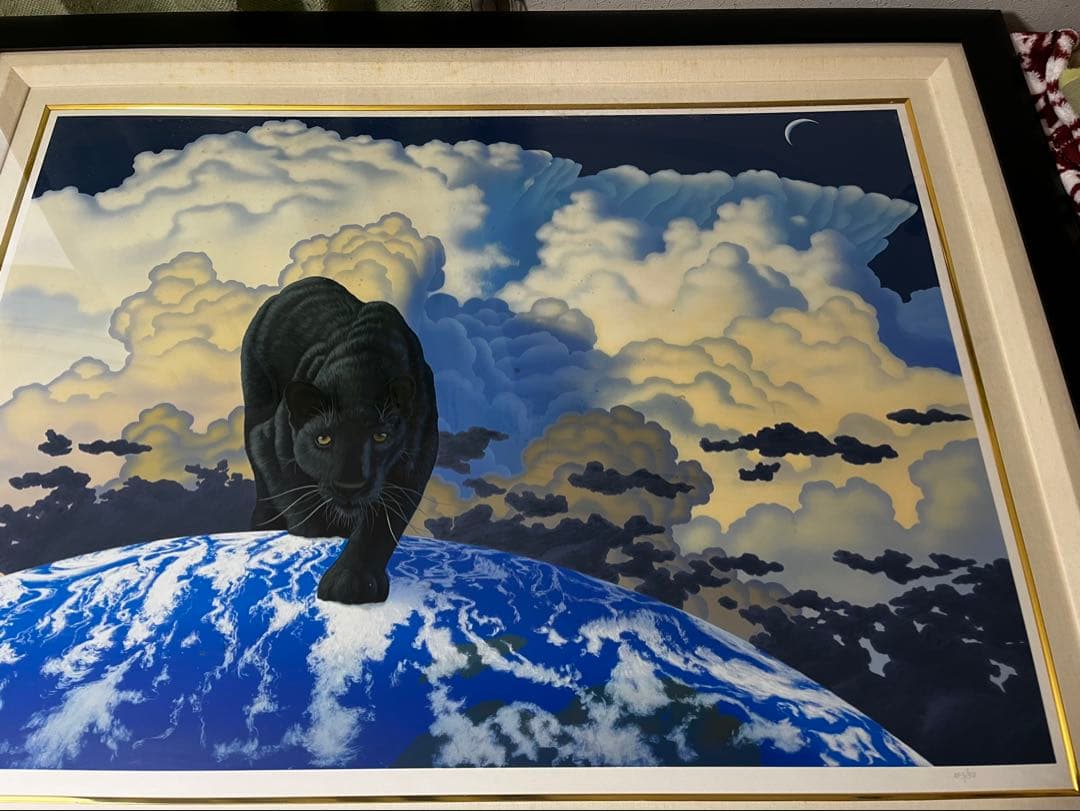 【希少価値の黒豹】シムシメール 「未来を探し求めて」美品 ジークレー 絵画 AP