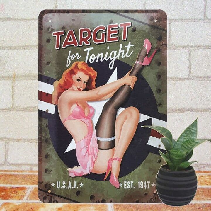 デザイン看板A4】飛行機ta★ポスター絵セクシーガール壁掛けブリキ航空機 米軍