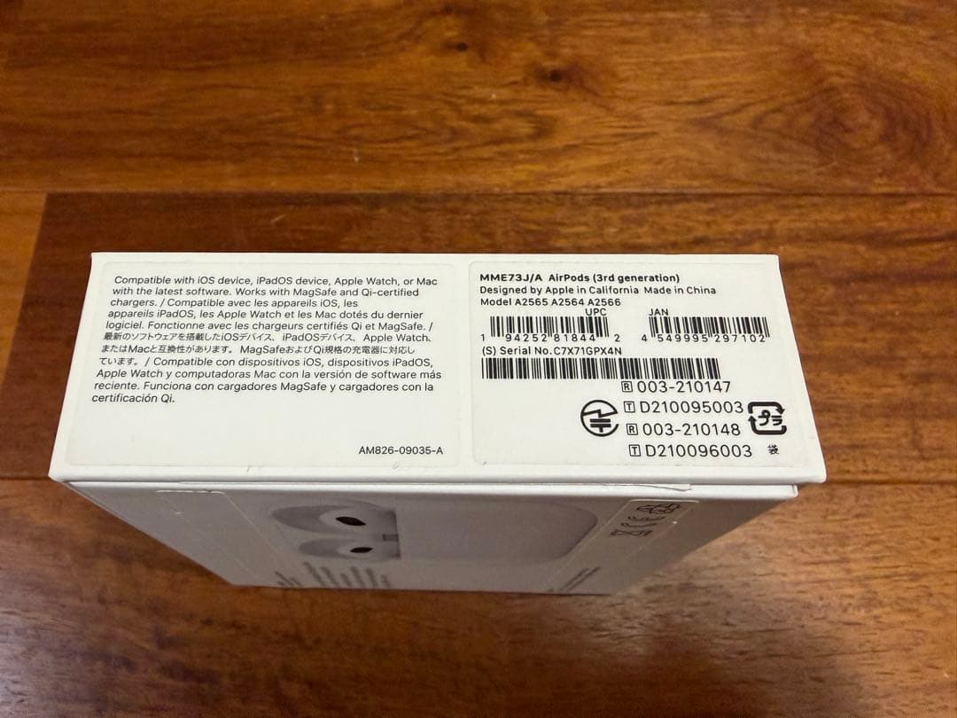 【純正品】AirPods3 本体 MagSafe充電ケース 充電ケーブル 箱