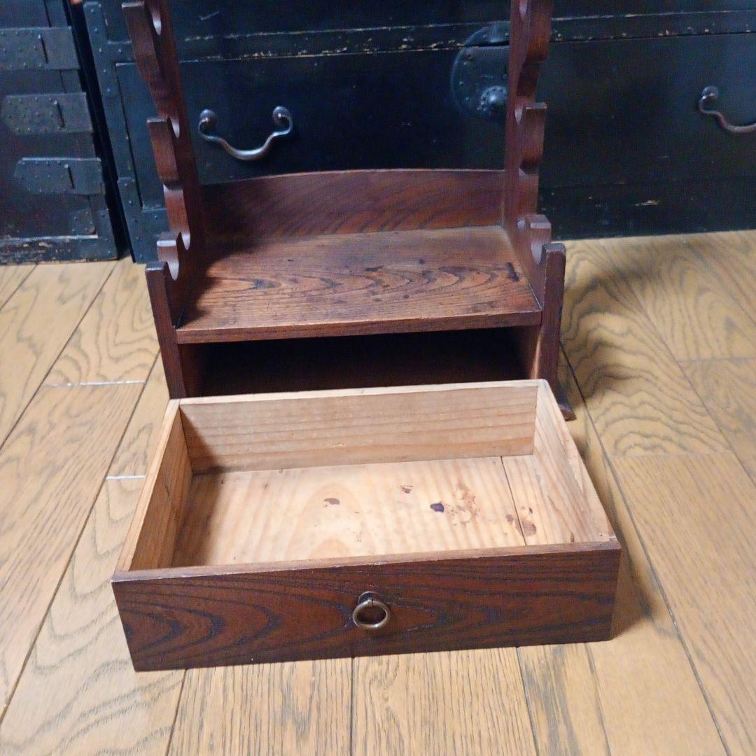 刀掛け台　5本掛け　無垢材　引き出し付　武具　日本刀