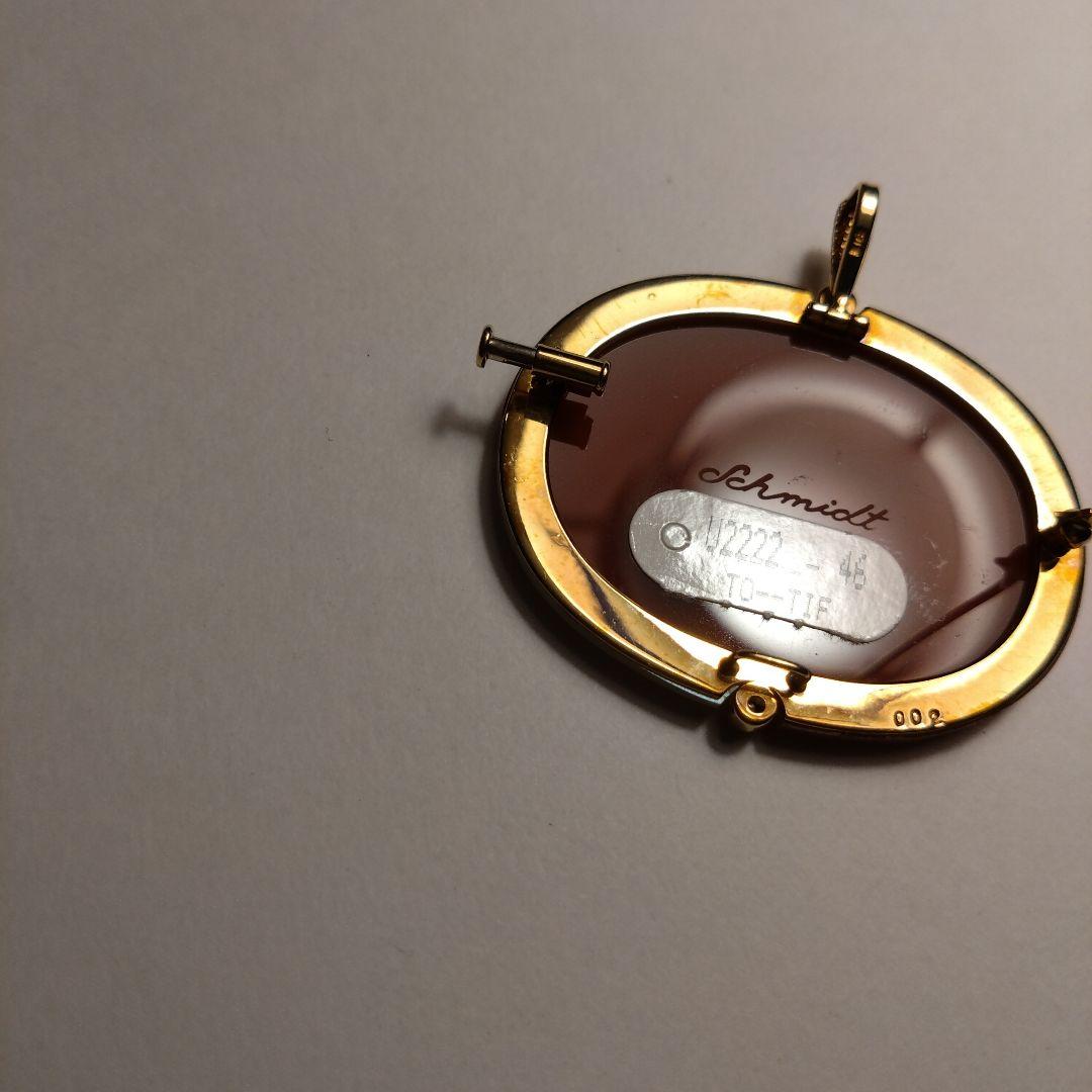 K18　カメオの　ブローチ　ペンダントトップ　18金　750　ダイヤモンド