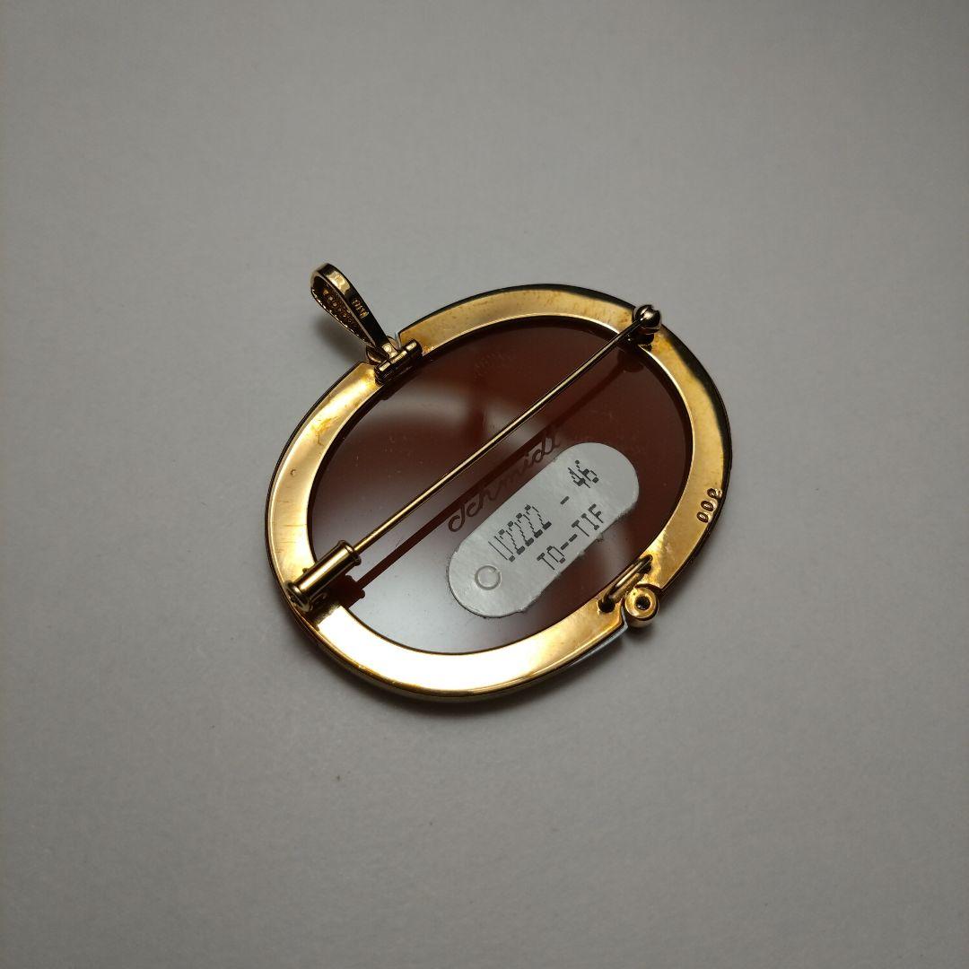 K18　カメオの　ブローチ　ペンダントトップ　18金　750　ダイヤモンド