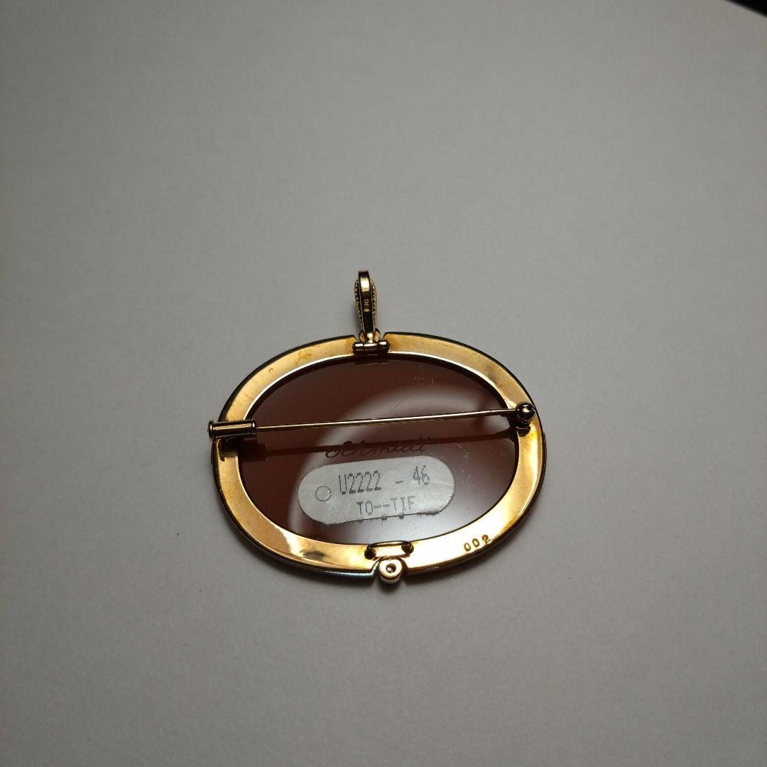 K18　カメオの　ブローチ　ペンダントトップ　18金　750　ダイヤモンド