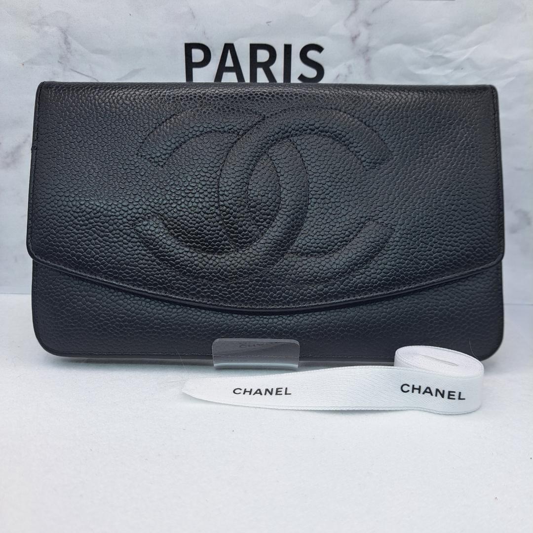 K*n様 CHANEL　デカココ　二つ折り財布　キャビアスキン　長財布　財布