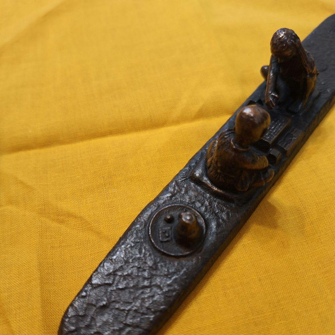 (未使用)青銅製文鎮 勝負 治彦 作 文鎮 ペントレイ セット