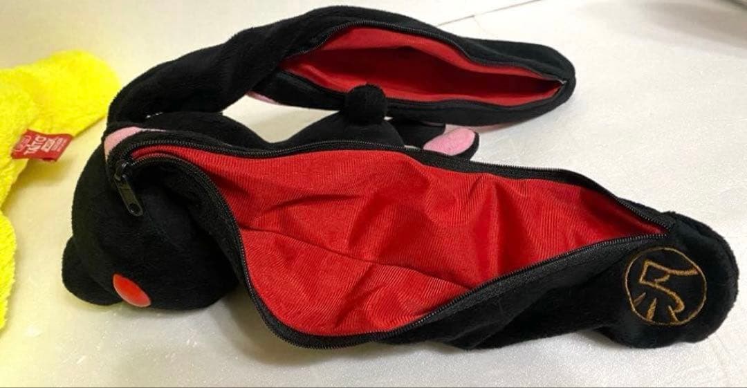 汎用うさぎ ブラック デュアル ペンポーチ