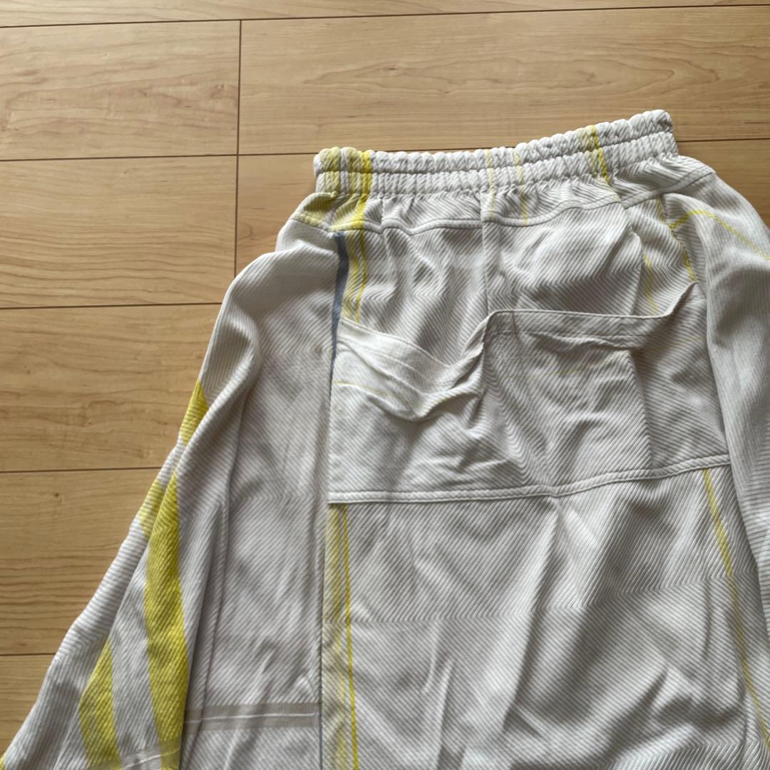 ストライプ フレアスカート ホワイト/イエロー