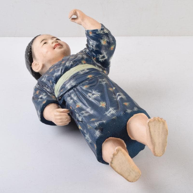 博多人形　陶人形　童　男の子　置物　時代箱　C　8739A
