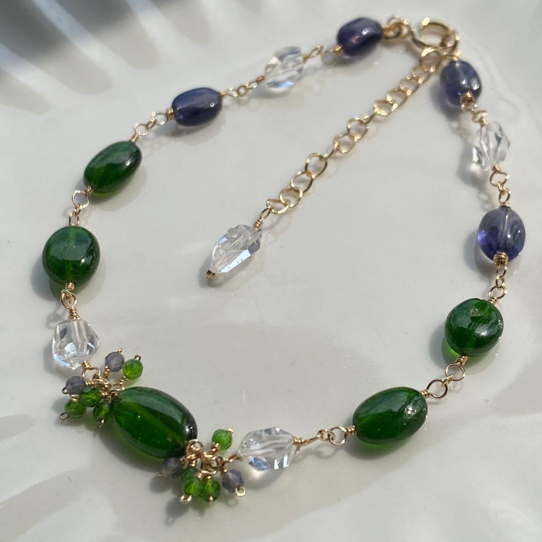 【専用です】14kgf✴︎クロムダイオプサイトブレスレット・水晶サファイアピアス