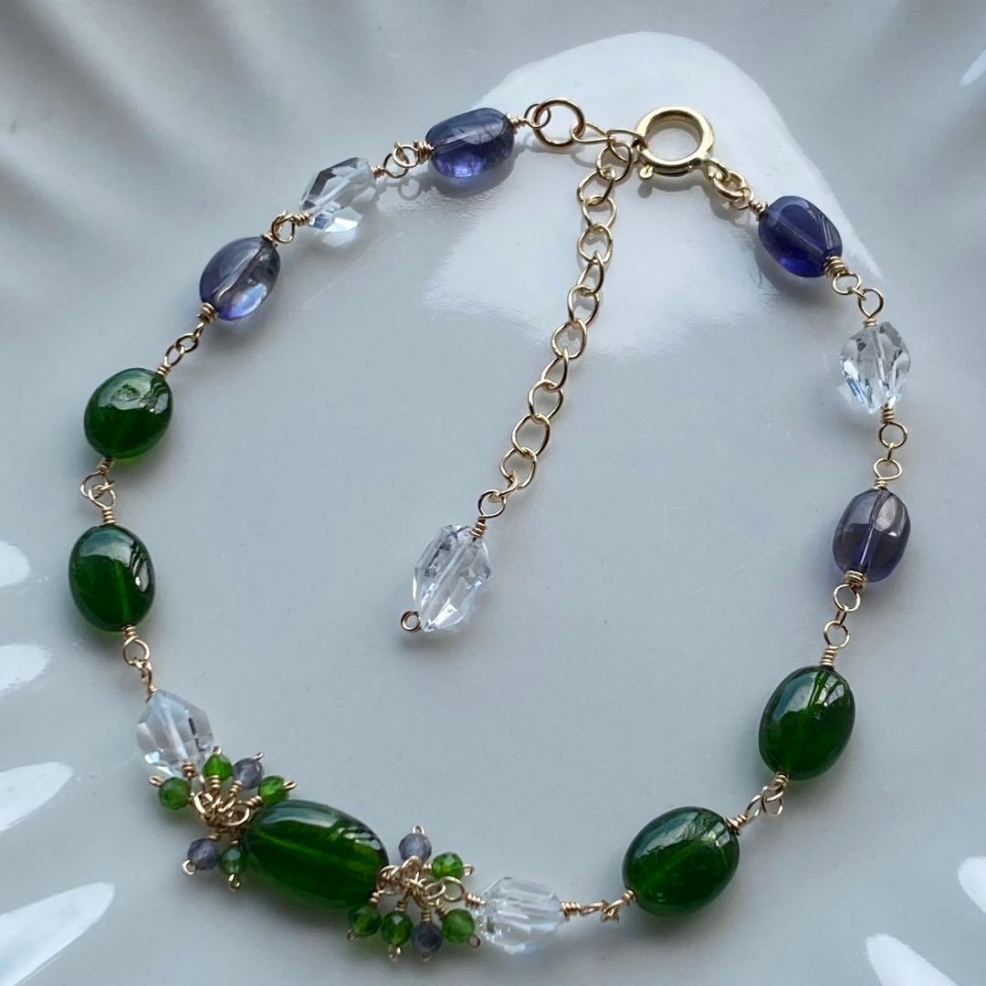 【専用です】14kgf✴︎クロムダイオプサイトブレスレット・水晶サファイアピアス