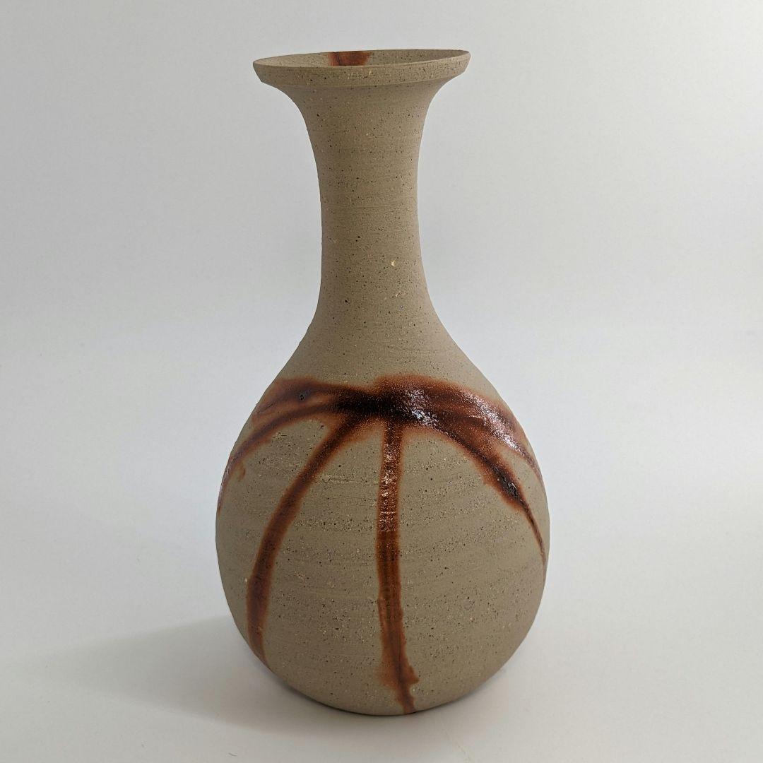 岡山県重要無形文化財 山本出 備前焼 緋襷一輪花入 花器 花瓶 フラワーベース