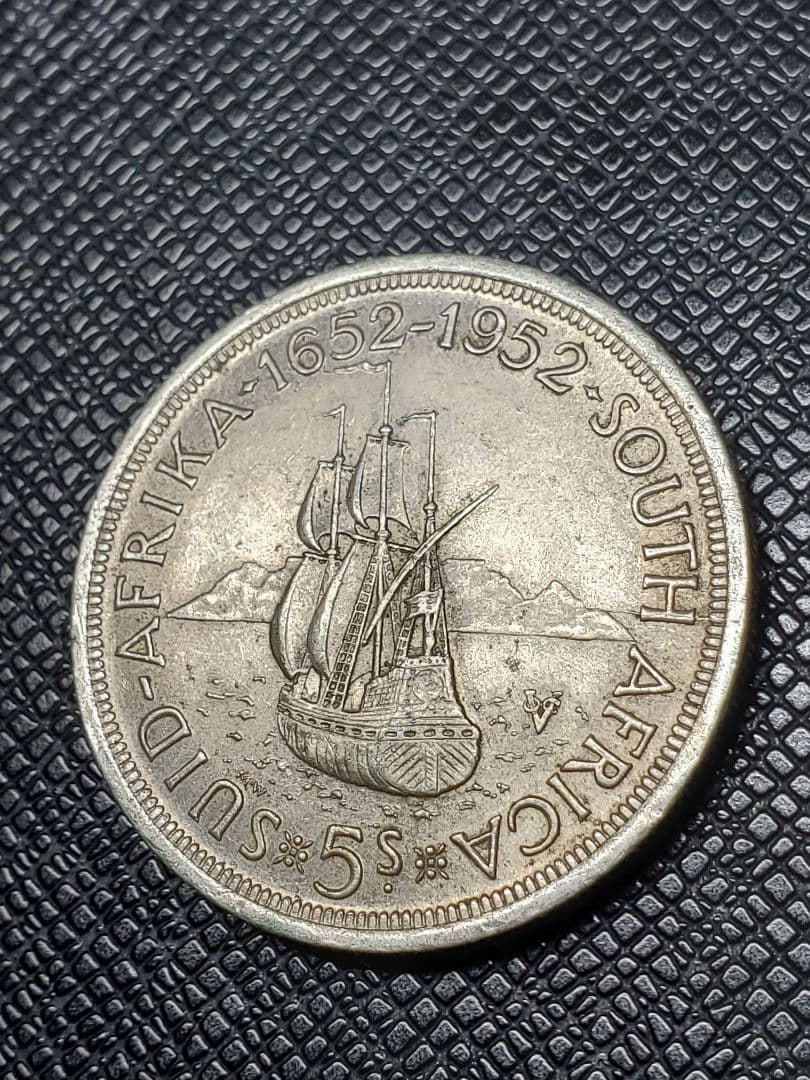 1963.　銀貨　1652年-1952年　南アフリカ　5シリング