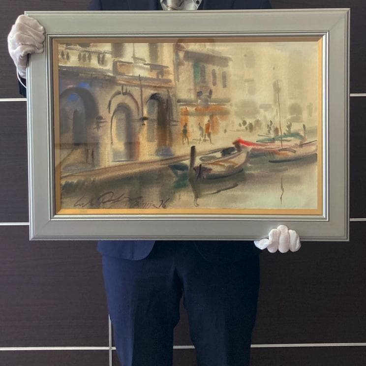 カルロ・ルヴァニャン｜キオッジャ｜ 水彩画｜原画｜20世紀アンティーク品