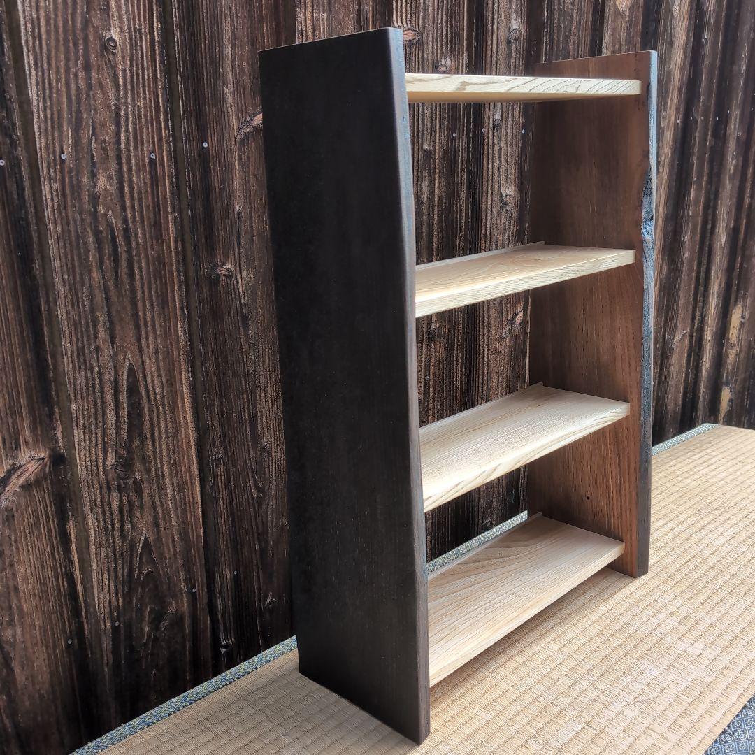 古材リメイク　栗の文庫本ラック３段　オープンシェルフ　無垢の家具