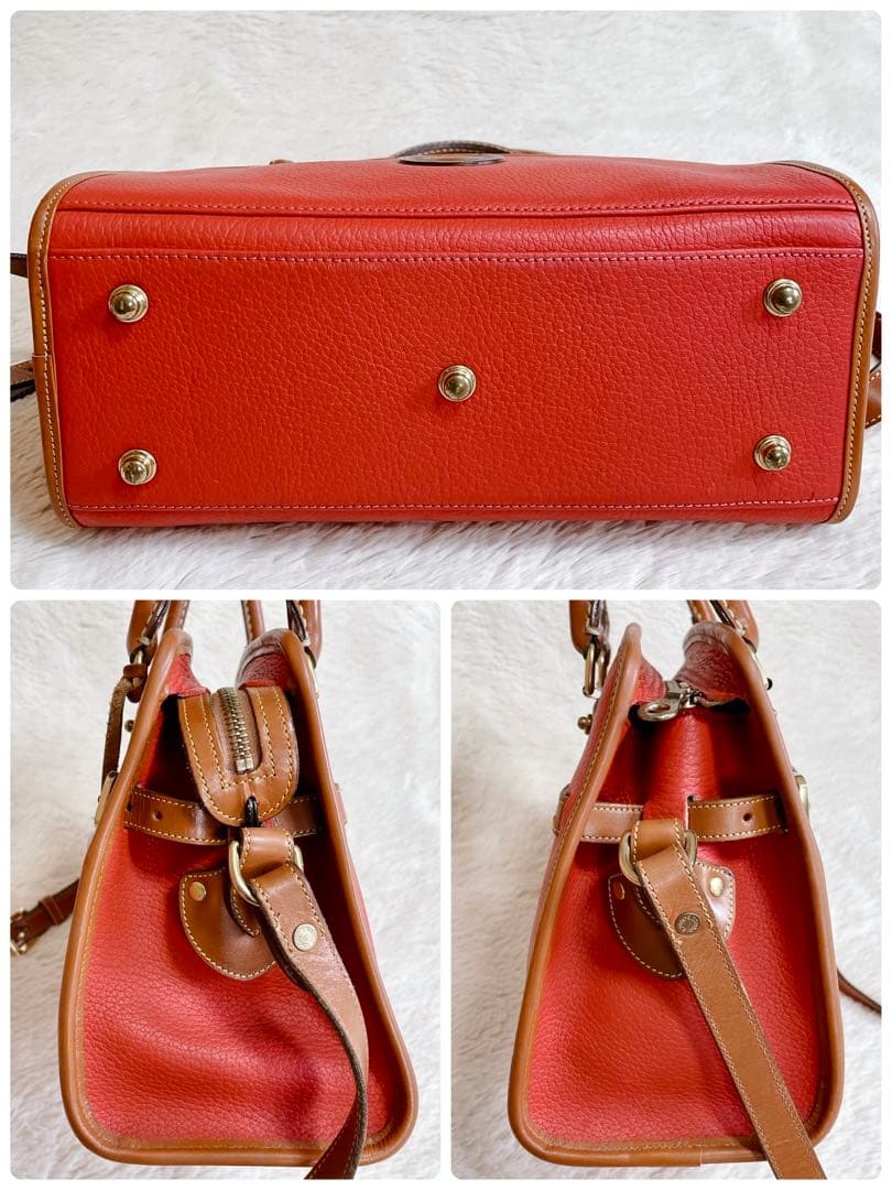 希少カラー 美品 DOONEY&BOURKE 2way レザー ハンドバッグ 赤