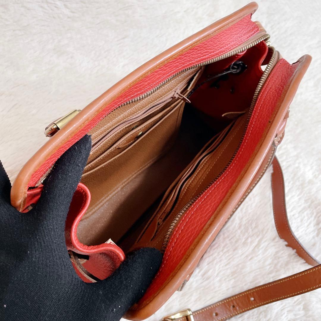 希少カラー 美品 DOONEY&BOURKE 2way レザー ハンドバッグ 赤