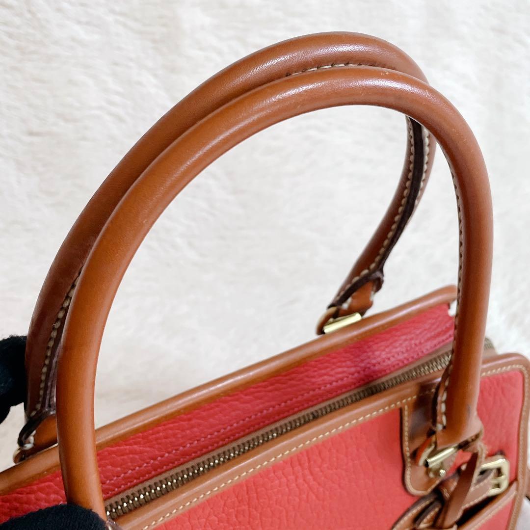 希少カラー 美品 DOONEY&BOURKE 2way レザー ハンドバッグ 赤