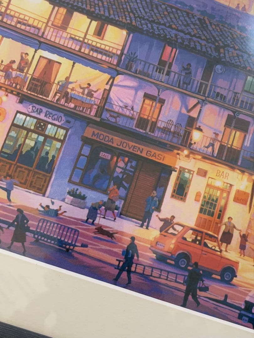 笹倉鉄平　マヨール広場　アートポスター　額装　HIBELL ART 45×100