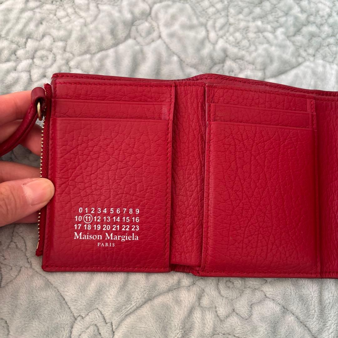 Maison Margiela レザー三つ折り財布 レッド