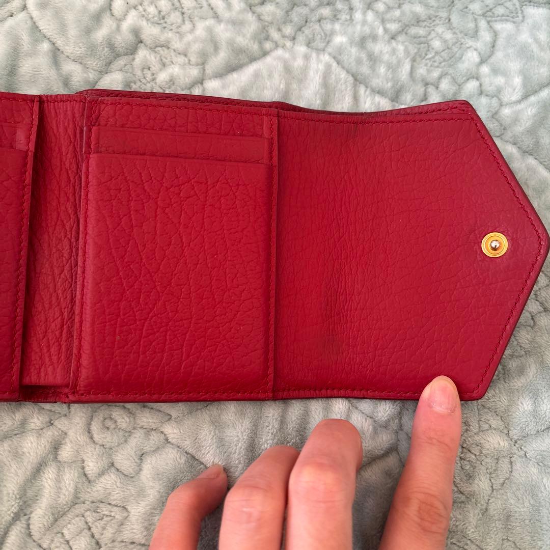 Maison Margiela レザー三つ折り財布 レッド
