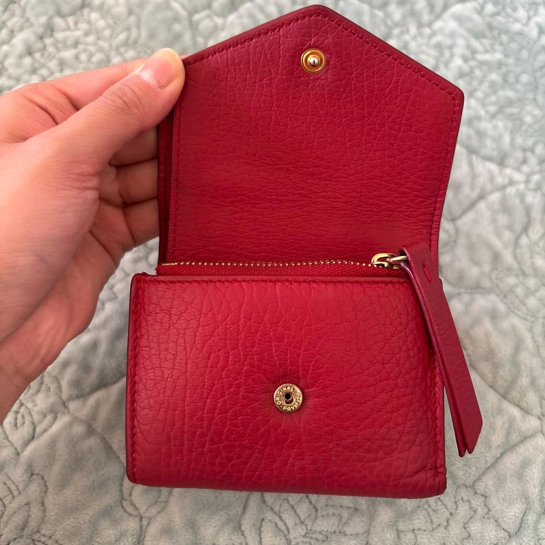 Maison Margiela レザー三つ折り財布 レッド