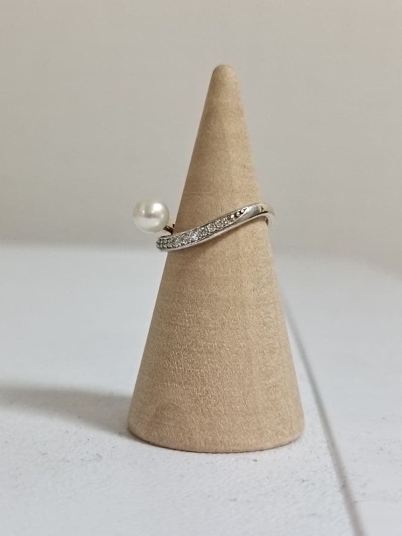 サボちゃん◇フェスタリア　淡水パールとダイヤモンドのピンキーリング