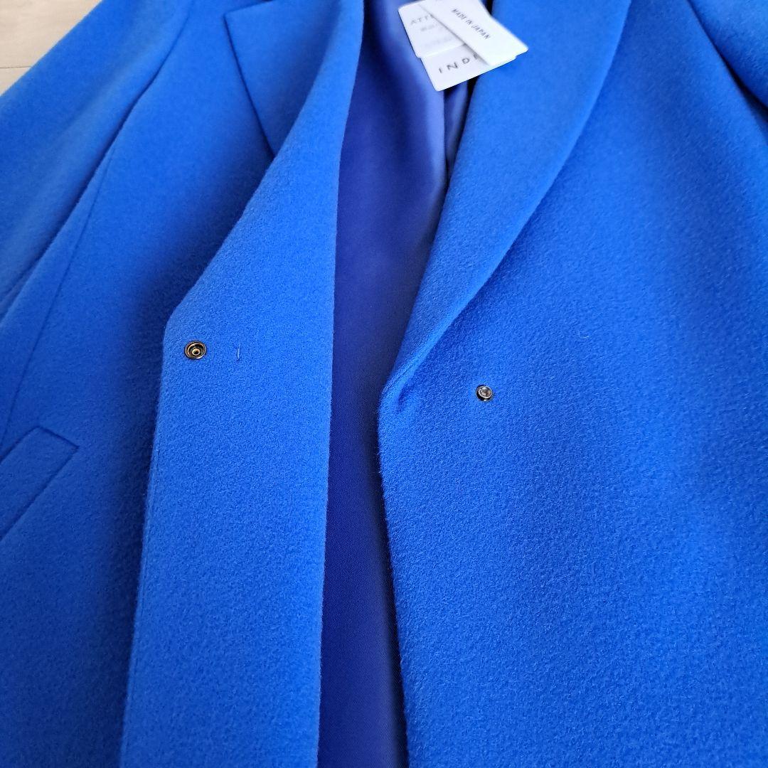 新品☆インディヴィ☆ロングコート☆チェスターコート☆青☆ブルー☆38☆Mサイズ