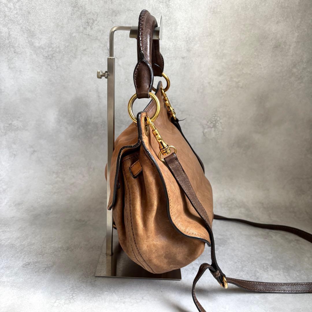 miu miu 2way ショルダーバッグ ロゴ レザー archive 茶