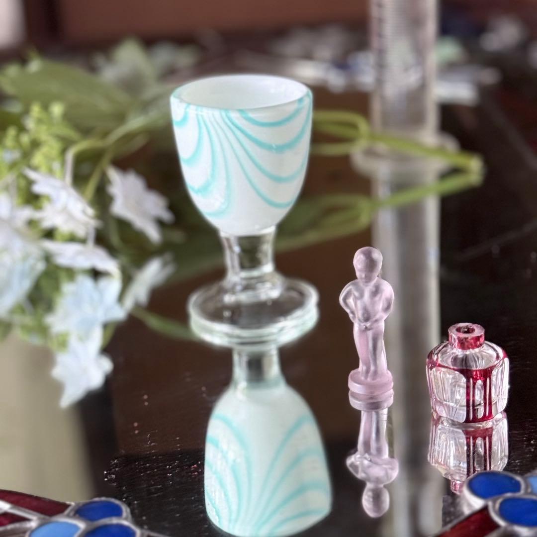 2190様感謝‼️愛らしい薄荷色の氷コップ‼️水色❌乳白氷コップ 1客