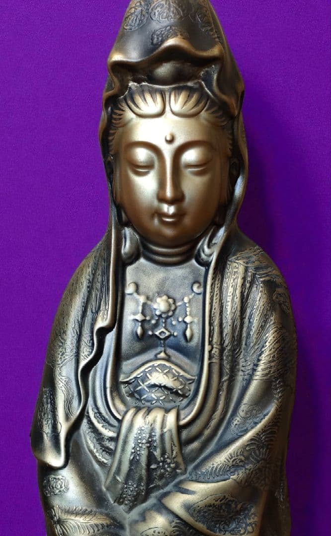 【鶯玉作】観音菩薩 仏像 古美術 非鉄 金属工芸 彫刻 観音像