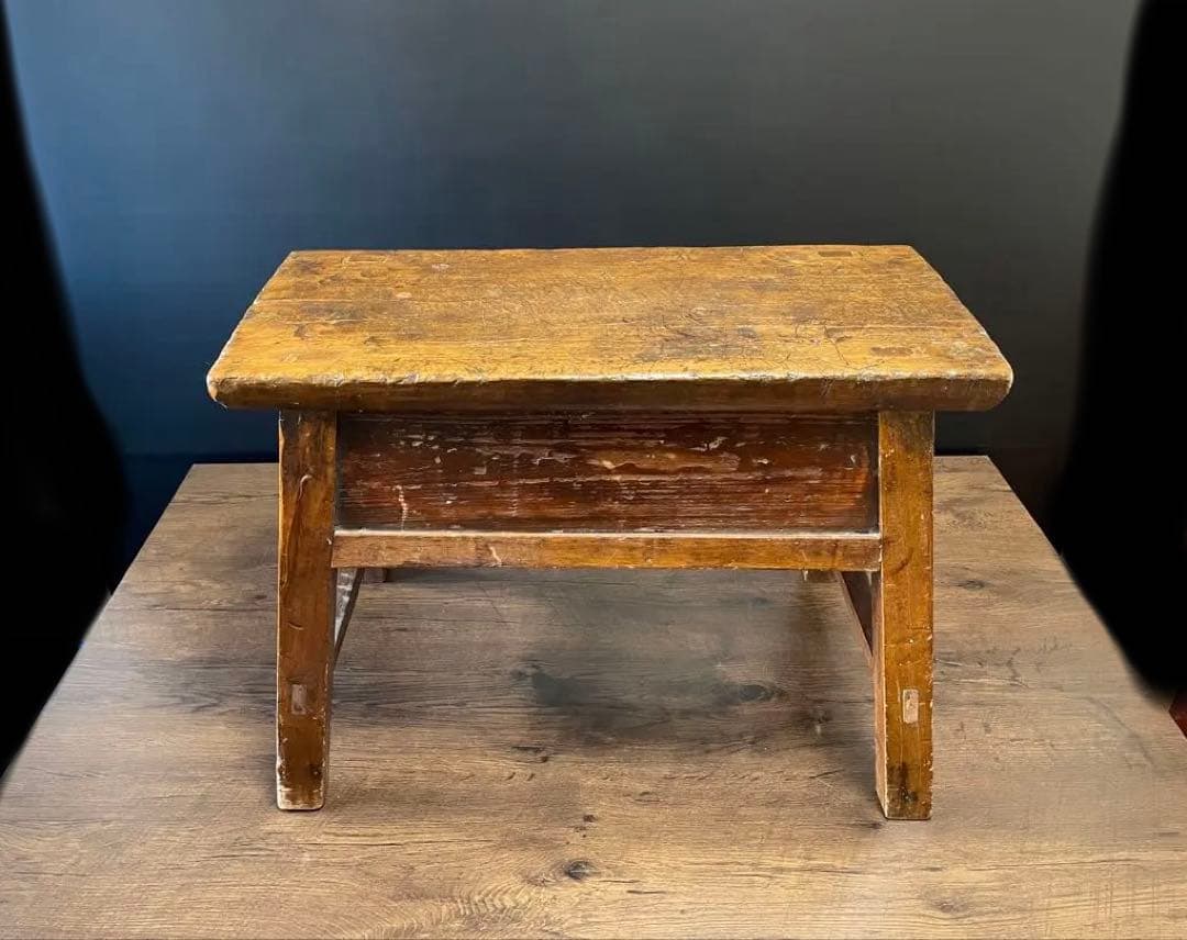 アンティーク 無垢材 引出し付　スツール　ベンチ　花台
