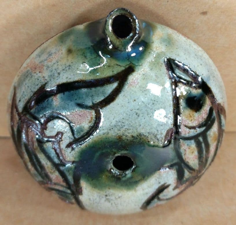 【本物保証】金城次郎 水滴(魚紋水滴）共箱 栞 人間国宝 壷屋焼 壺屋焼 美品