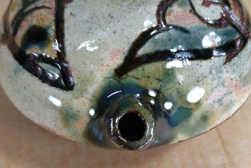 【本物保証】金城次郎 水滴(魚紋水滴）共箱 栞 人間国宝 壷屋焼 壺屋焼 美品