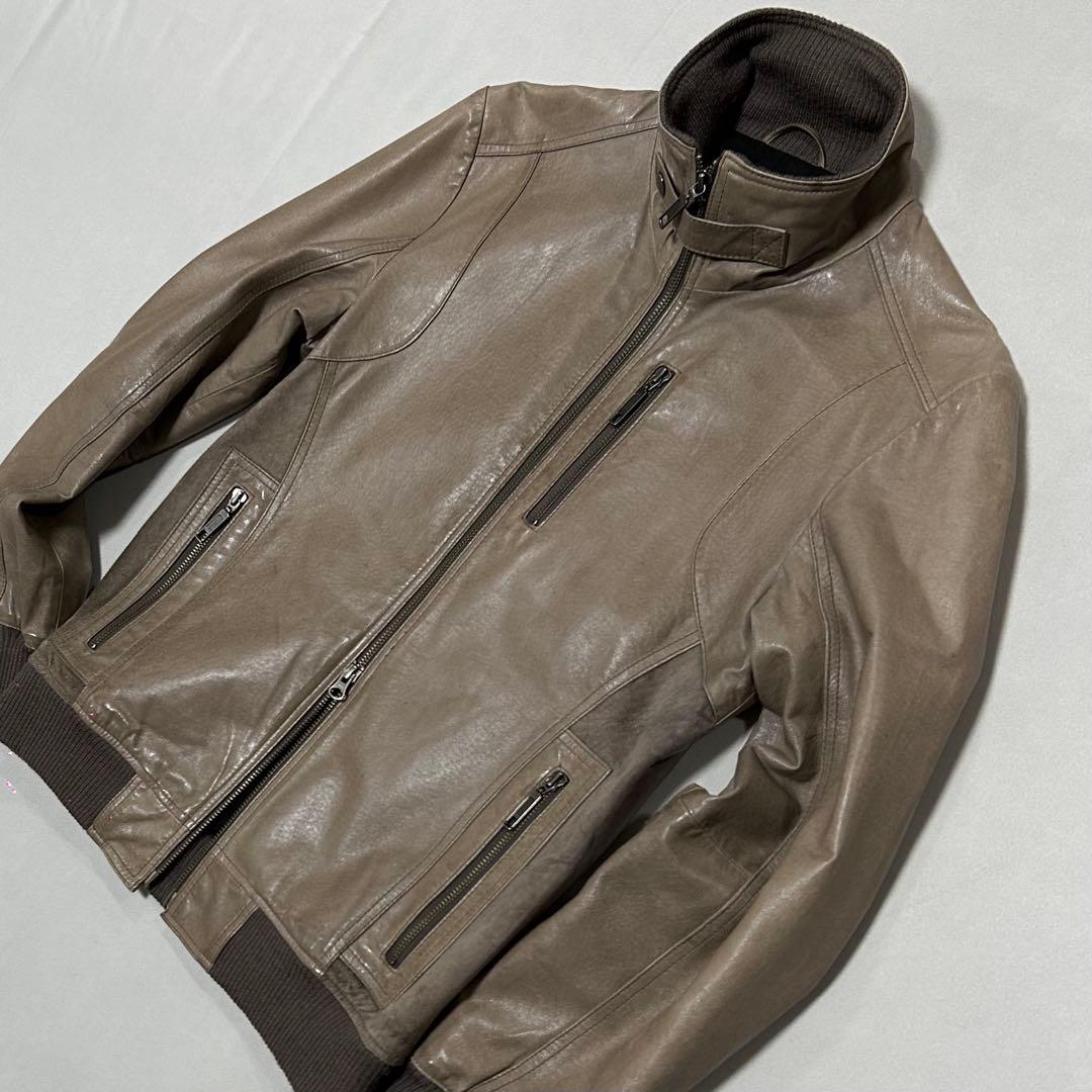 00s ピッグスキン レザー シングルライダース ダブルジップ お兄系 ロック