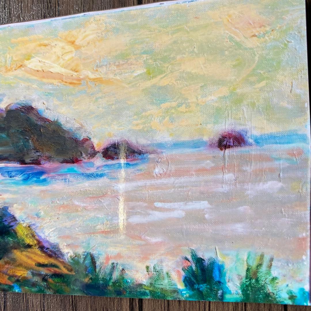 絵画　油彩画　油絵　「三陸の海」4F 菊地正則　渡仏　美品　手描き　原画　額付き