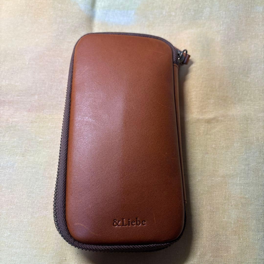 &Liebe 皮革3本差しペンケース ブラウン
