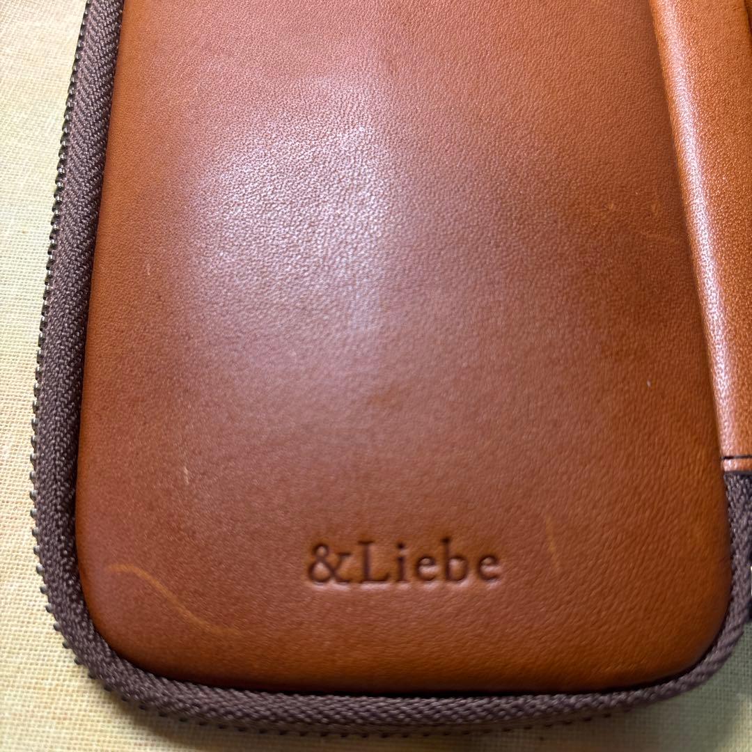 &Liebe 皮革3本差しペンケース ブラウン