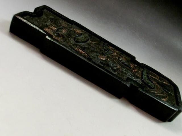 墨■魚戯蓮葉西林光漾遠堤 採蓮發清謳争出越来溪 古墨 老墨 唐墨 古玩 骨董品■