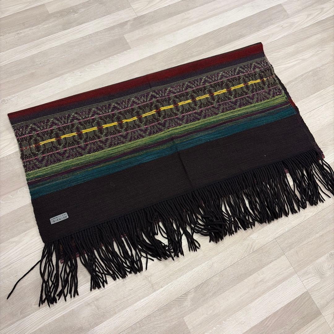 レア【優佳良織】北海道手織つむぎ 毛100% 大判ショール 伝統工芸 ストール