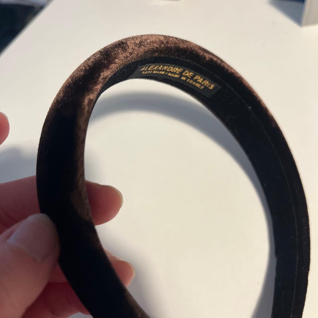 ALEXANDRE DE PARIS ブラウンベルベットヘアバンド