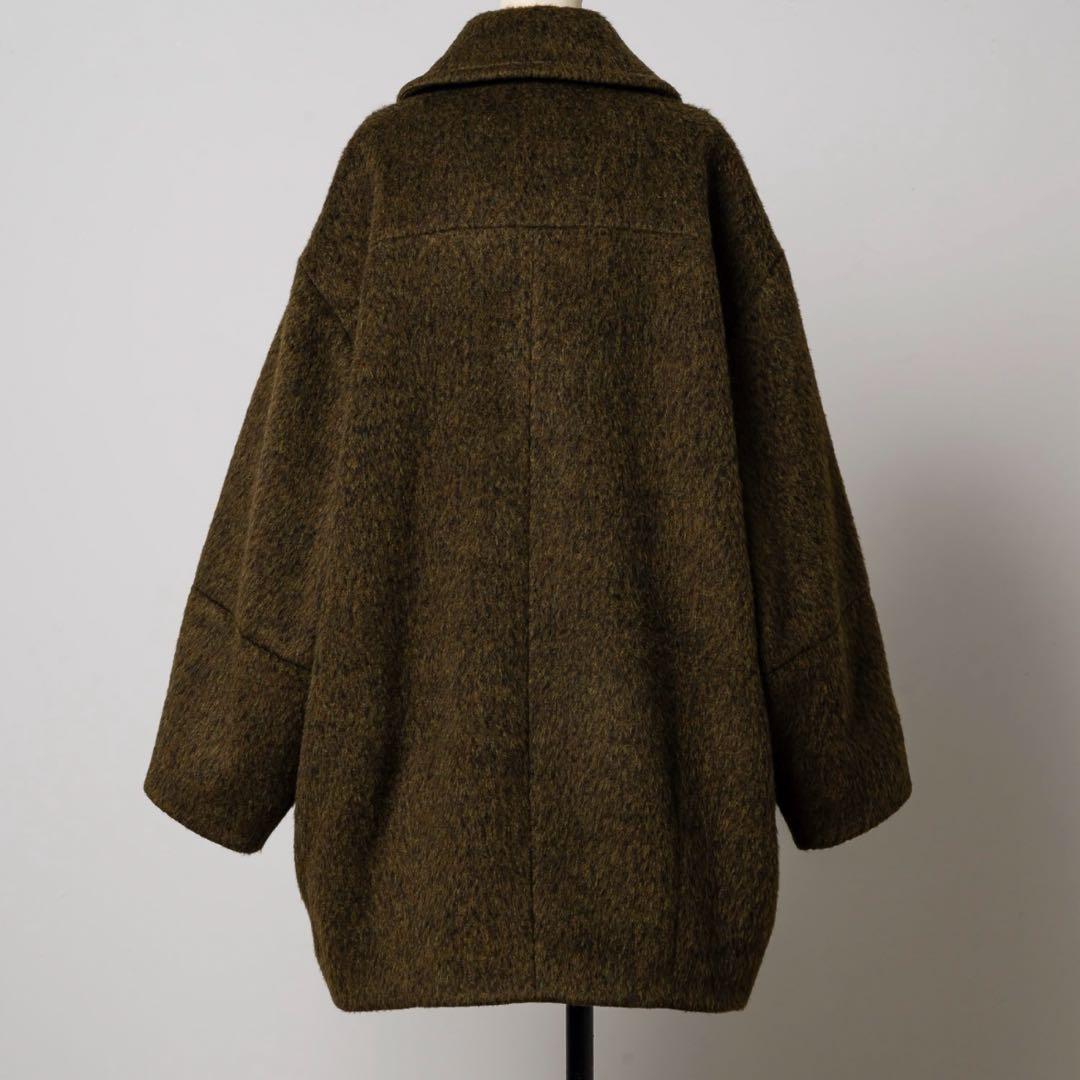 ウールブレンドシャギーコクーンPコート