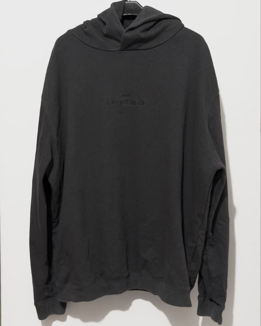 メゾンマルジェラ　ブラック　反転ロゴ刺繍 パーカー スウェット