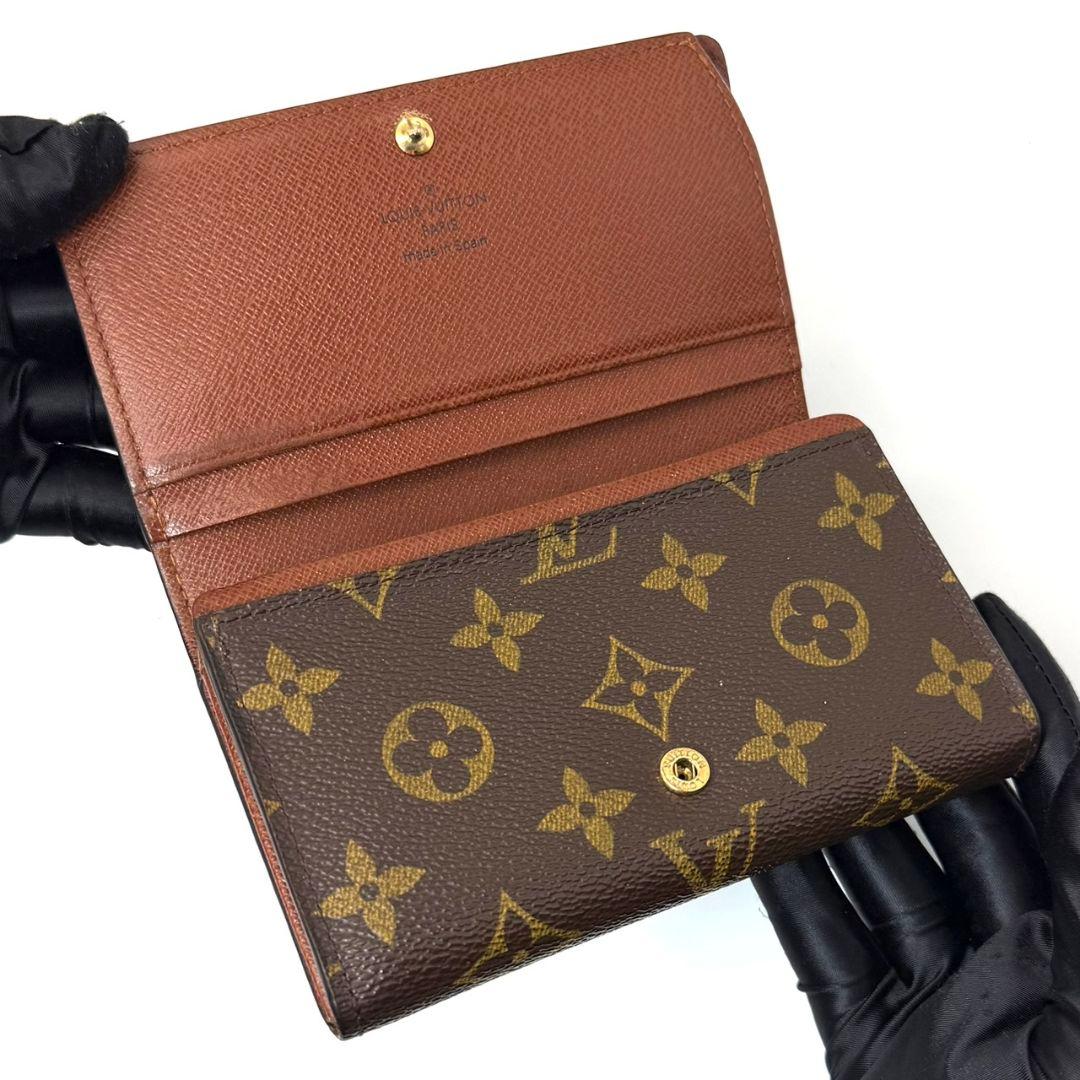 美品 ルイヴィトン モノグラム ポルトモネ ビエ トレゾール L字 財布 茶色