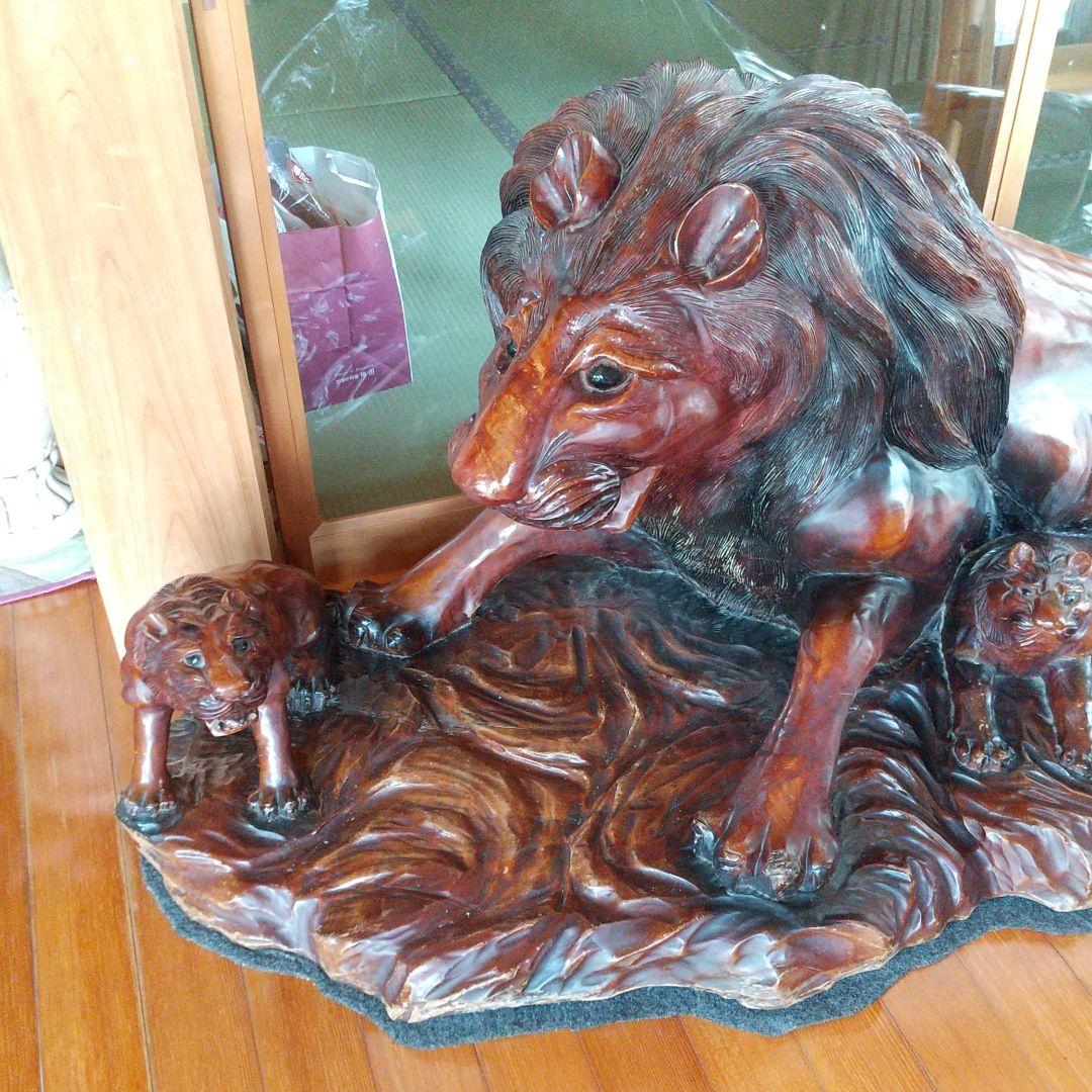 ライオン 木彫り 店舗 インテリアなど