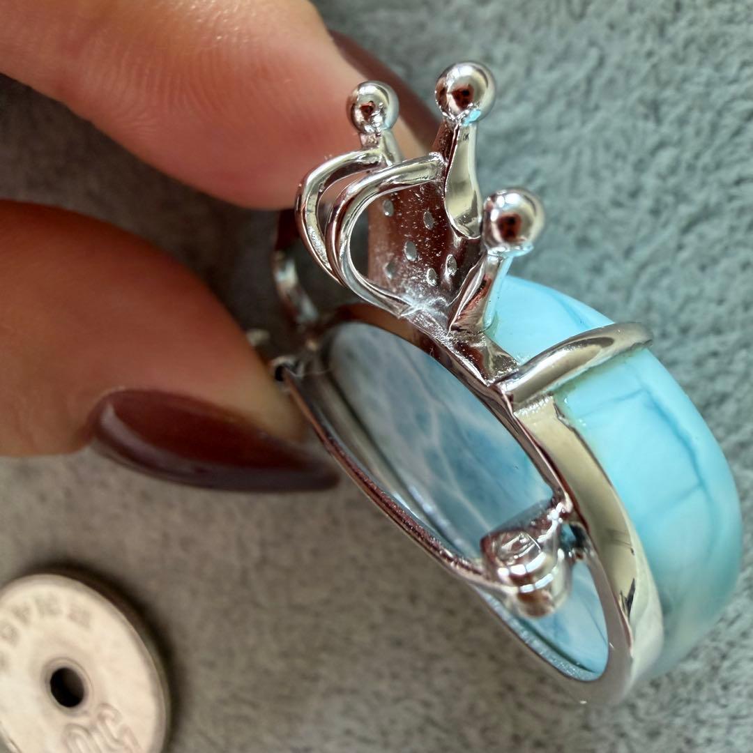 ラリマー 海豚モチーフ ブローチ／ペンダントトップ